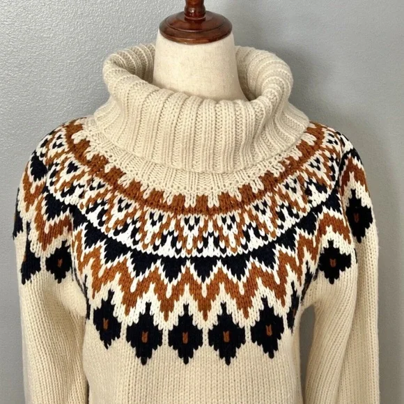 RACHEL ZOE FAIR ISLE NORDIC COWL NECK SWEATER - Picture 6 of 12